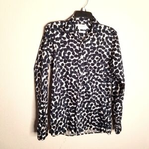 Lindbergh White Printed Superflex cotton navy white shirt S TINY FLAW
